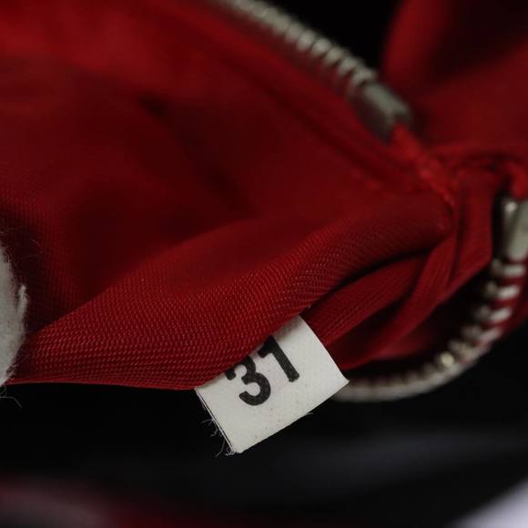PRADA Tote Bag Nylon Velour Black Red Silver Auth 85714 - Picture 12 of 16